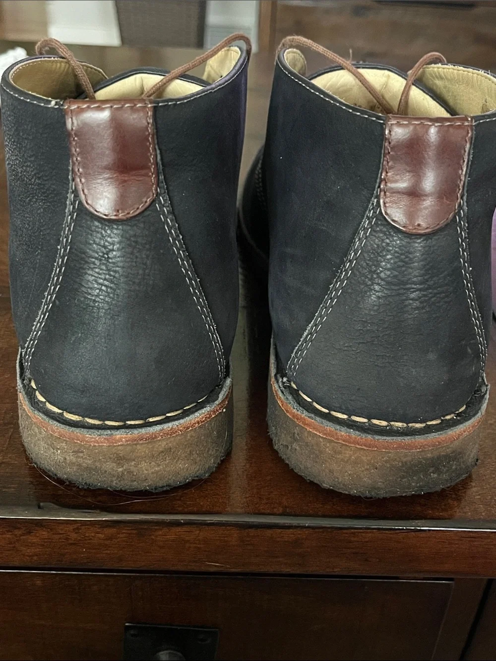 Johnston & Murphy Navy/Black Chukka Boots with Tan Accents